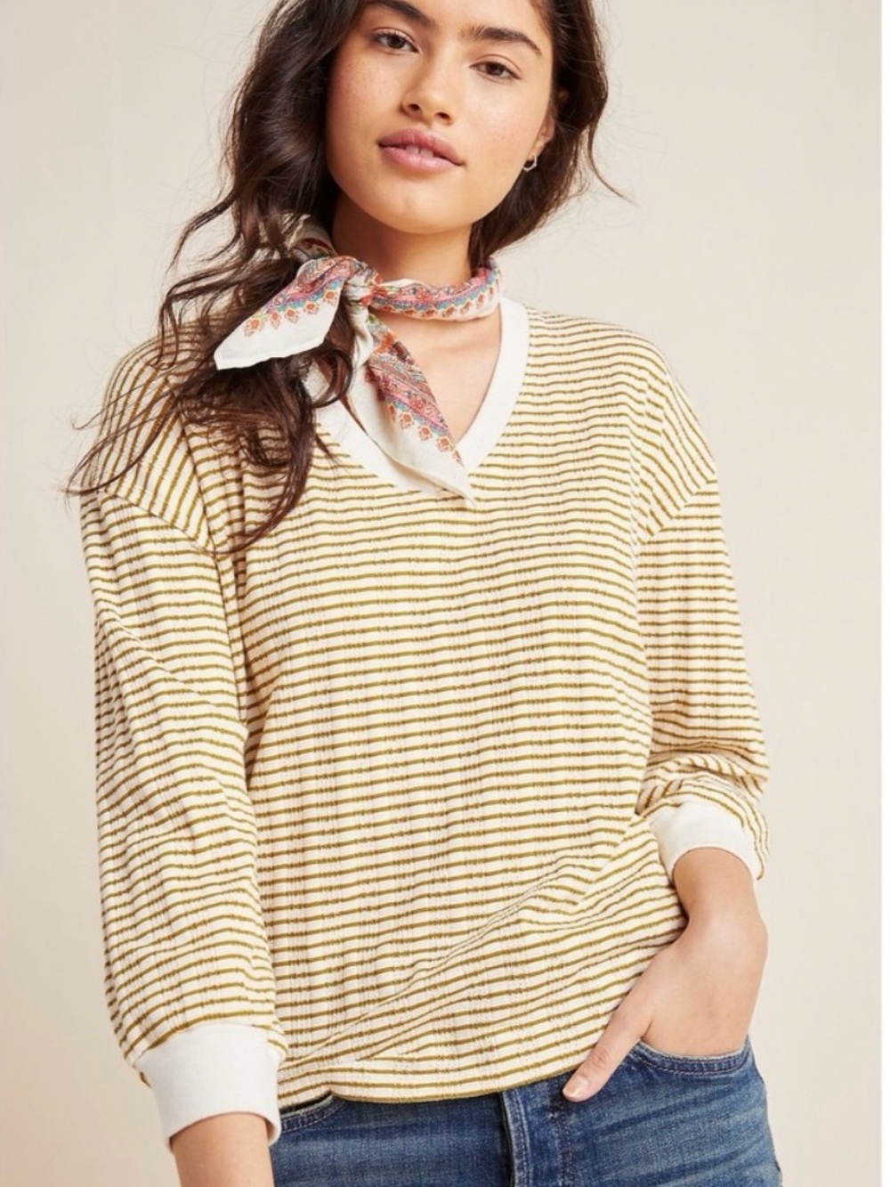 Anthropologie Hannah Striped Scoop Neck Top Size XS
